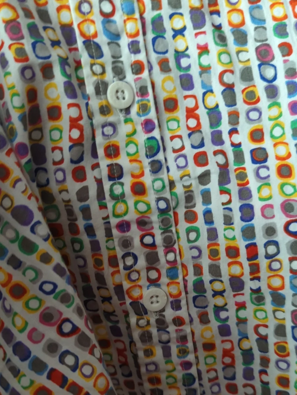 Desigual Multicolor Dot Grid Long-Sleeve Button-Down Cotton Shirt Sz XL
